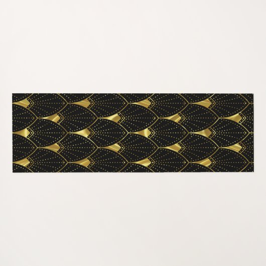Slanzend Gold Art Deco Patroon op zwarte achtergro Yogamat (Achterkant (horizontaal))