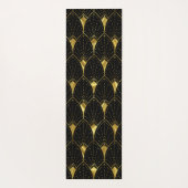 Slanzend Gold Art Deco Patroon op zwarte achtergro Yogamat (Achterkant)