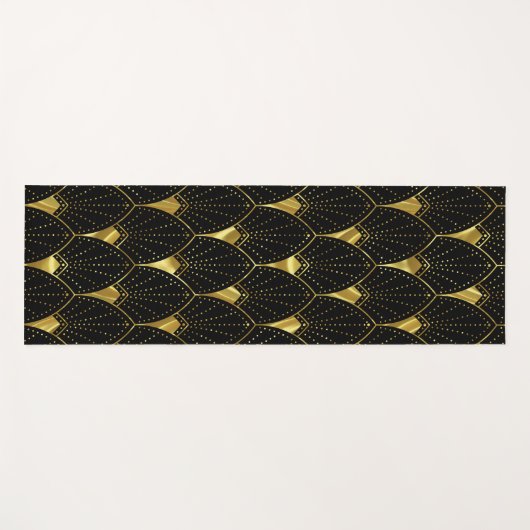Slanzend Gold Art Deco Patroon op zwarte achtergro Yogamat (Voorkant (horizontaal))
