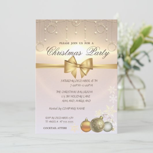 Slanzend kerstfeest, feestfeest voor bedrijven kaart (Staand voorkant)