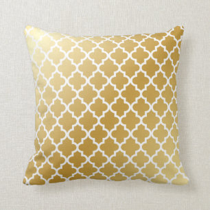 Slanzend Metallic Gold Quatrefoil Marokkaans Patro Kussen