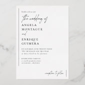 Slanzend modern en minimalistisch Romantisch fotoh Folie Uitnodiging (Achterkant)