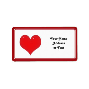Slanzend rood hart van liefde etiket