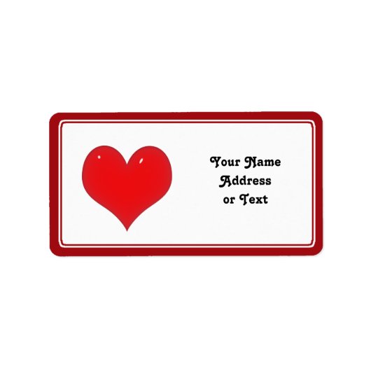 Slanzend rood hart van liefde etiket (Voorkant)