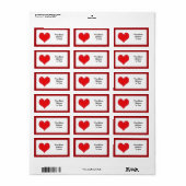 Slanzend rood hart van liefde etiket (Full Sheet)