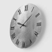 Slanzend zilveren Faux Foil Black Roman Numers Grote Klok (Hoek)