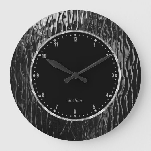 Slanzend zwart Glas in lood Grote Klok (Voorkant)
