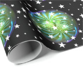 Slanzende kerstbellen en sterren cadeaupapier (Rol Hoek)