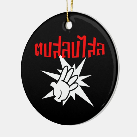 Slap U Gekke Dop Salop Salai in Thai Script = Keramisch Ornament (Links)