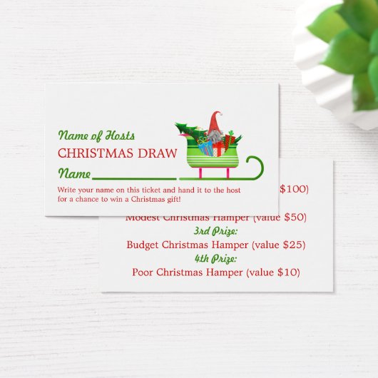 Slape voor kerstfeestjes visitekaartje (Bureau)