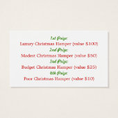 Slape voor kerstfeestjes visitekaartje (Achterkant)