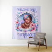 Slapen Afro-Amerikaanse Baby Girl Seashell Wandkleed (In situ)