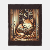 Slapen Art Deco stijl kat met een boek Fleece Deken (Voorkant)