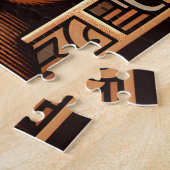 Slapen Art Deco stijl kat met een boek Legpuzzel (Zijkant)