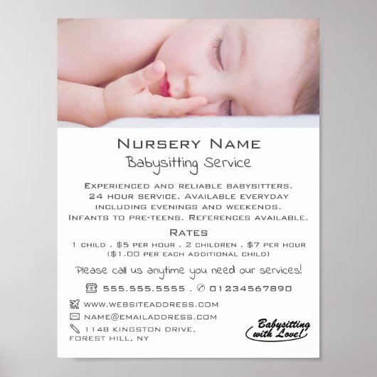 Slapen Baby Babysitten, Kinderopvang, Kinderdagver Poster (Voorkant)