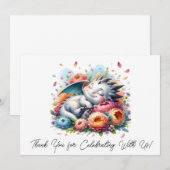 Slapen Baby Dragon in een bed van bloemen dank u Bedankkaart (Voorkant / Achterkant)
