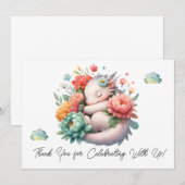 Slapen Baby Dragon in een bed van bloemen dank u Bedankkaart (Voorkant / Achterkant)