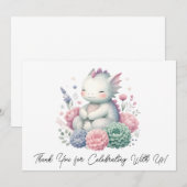 Slapen Baby Dragon in een bed van bloemen dank u Bedankkaart (Voorkant / Achterkant)