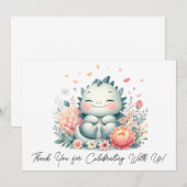 Slapen Baby Dragon in een bed van bloemen dank u Bedankkaart (Voorkant / Achterkant)