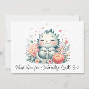 Slapen Baby Dragon in een bed van bloemen dank u Bedankkaart