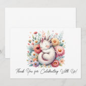 Slapen Baby Dragon in een bed van bloemen dank u Bedankkaart (Voorkant / Achterkant)