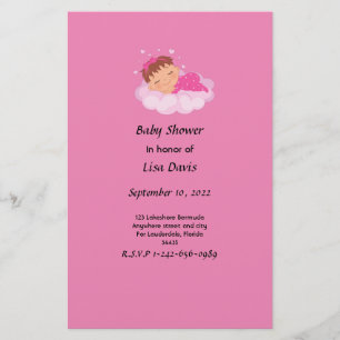 Slapen Baby Girl Baby shower Briefpapier