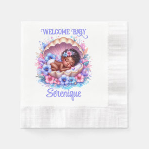 Slapen Baby Girl in Seashell Bloemenpastel Servet