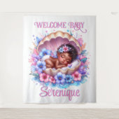 Slapen Baby Girl in Seashell Bloemenpastel Wandkleed (Voorkant)