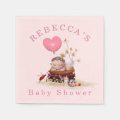 Slapen Baby Meisje Illustratie Naam Baby shower Servet (Voorkant)