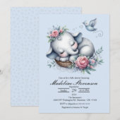 Slapen Baby Olifant Theme Baby shower Kaart (Voorkant / Achterkant)