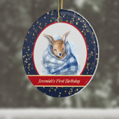 Slapen Baby Rendieren in Deken 1e Kerstmis Keramisch Ornament