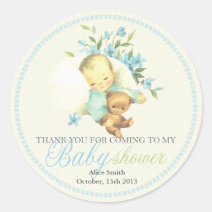 Slapen Baby shower Gepersonaliseerde gunst Ronde Sticker