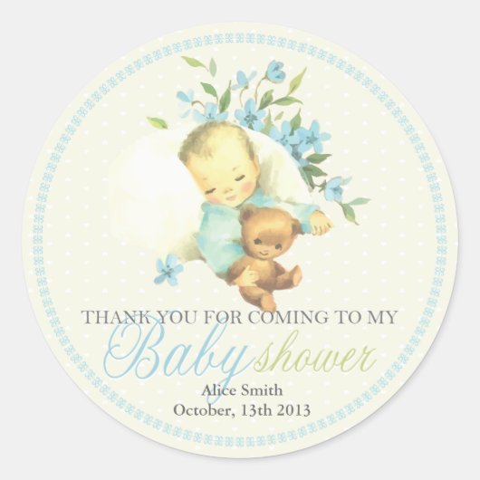  Slapen Baby shower Gepersonaliseerde gunst Ronde Sticker (Voorkant)
