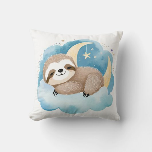Slapen Baby Sloth Boho Naam Kwekerij Kussen (Voorkant)