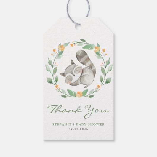 Slapen Baby Wasbeer Krans Baby shower Dank u Cadeaulabel (Achterkant)