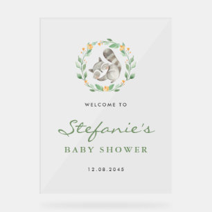 Slapen Baby Wasbeer Krans Baby shower Welkom Acryl Bord