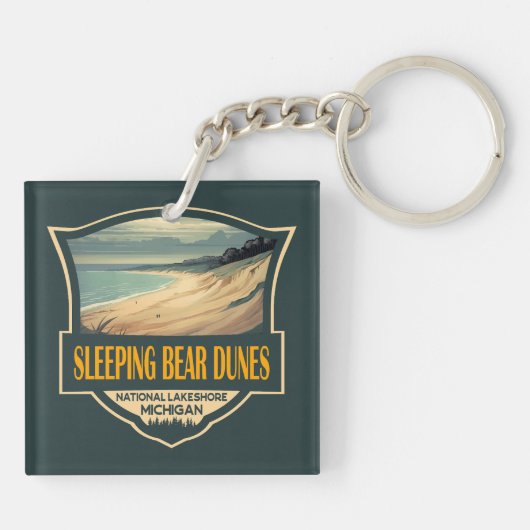 Slapen Beer Duinen Nationaal Lakeshore Embleem Sleutelhanger (Achterkant)