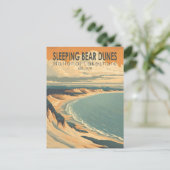 Slapen Beer Duinen National Lakeshore Travel Art Briefkaart (Staand voorkant)