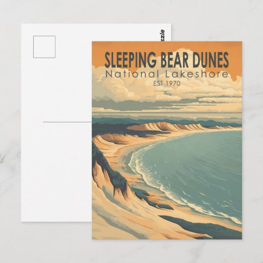 Slapen Beer Duinen National Lakeshore Travel Art Briefkaart (Voorkant / Achterkant)
