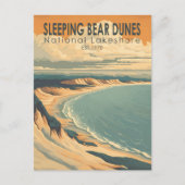 Slapen Beer Duinen National Lakeshore Travel Art Briefkaart (Voorkant)