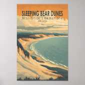 Slapen Beer Duinen National Lakeshore Travel Art Poster (Voorkant)