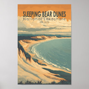 Slapen Beer Duinen National Lakeshore Travel Art Poster