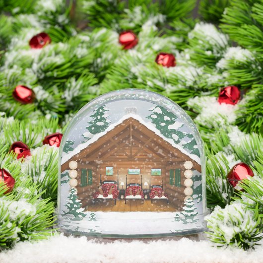 Slapen Beer Familie in Log Cabin Custom Sneeuwbol (Kerstmis)
