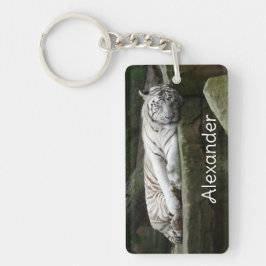 Slapen Bengalen Witte Tijger Fotografie Naam Sleutelhanger