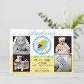 Slapen bij baby jongen foto geboorte aankondiging (Staand voorkant)