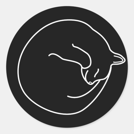 Slapen Black Cat Classic Ronde Sticker (Voorkant)