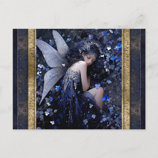 Slapen Blauw Fairy Vrouw Fantasy Kunst Briefkaart (Voorkant)