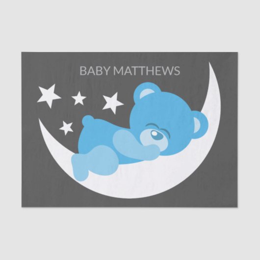 Slapen Blauwe Jongen Teddy Beer Tissuepapier (Voorkant)