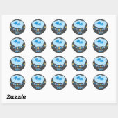 Slapen Blue Boy Teddy Bear In Cloud Baby shower Ronde Sticker (Vel)