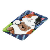 Slapen Calico Kat en Teddy Beer Magneet (Linkerzijde)